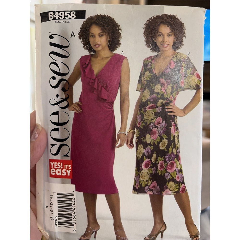 Easy Butterick See & Sew Sewing Pattern B4958 Misses Dress in Sizes 8-14 Uncut